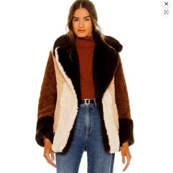 A.L.C. Stefan Colorblock Sherpa Fur Coat Jacket Teddy - Picture 1 of 3